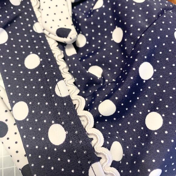 Crown & Ivy Navy Blue Polka Dot Bralette Bikini Top Medium Halter & Back Tie - Picture 9 of 11